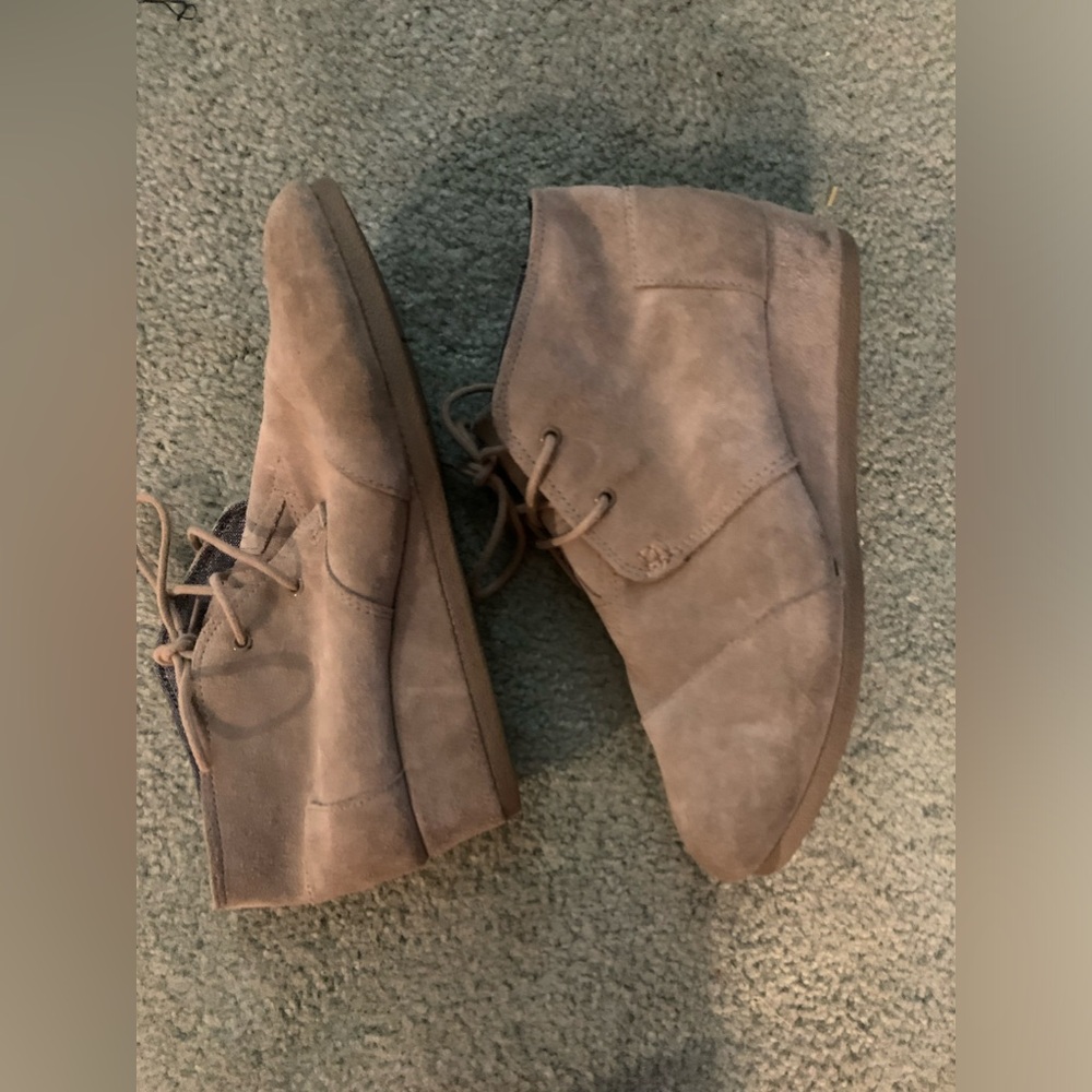 Tom’s tan booties
